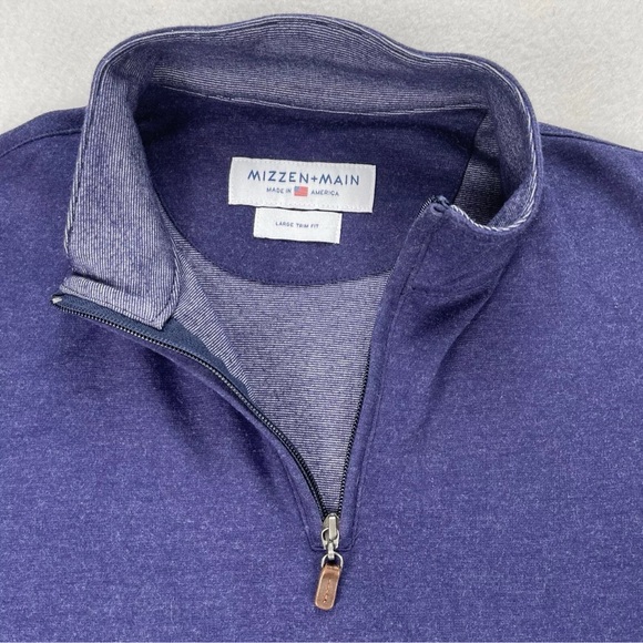Mizzen+Main Fairway Pullover Men L Dark Blue 1/4 Zip Stretch Performance Golf - Picture 3 of 11